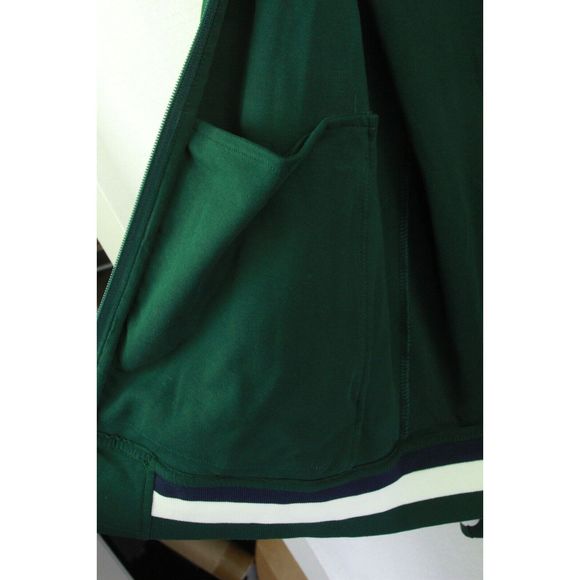 Polo Ralph Lauren Track Jacket Navy Blue Green Full Zip 100% Cotton Mens L - Picture 8 of 8